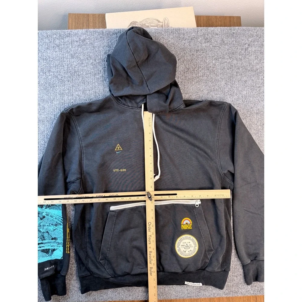 Nike Mens M Black Dri-FIT Organic High Graphic Hoodie Zipper Pouch Sweatshirt